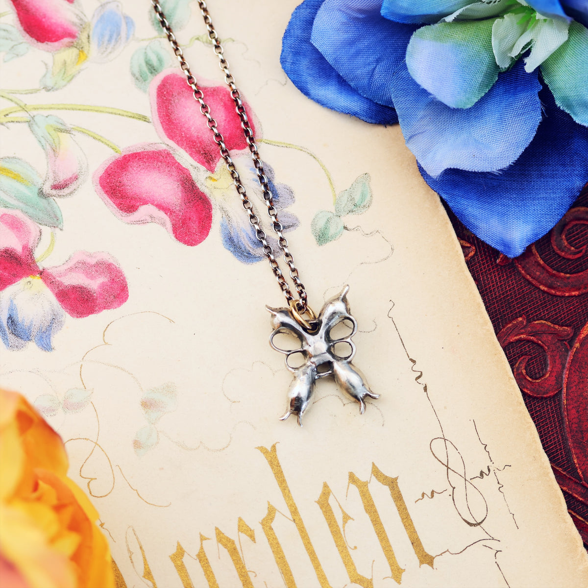 Georgian Portuguese Rock Crystal Butterfly Pendant