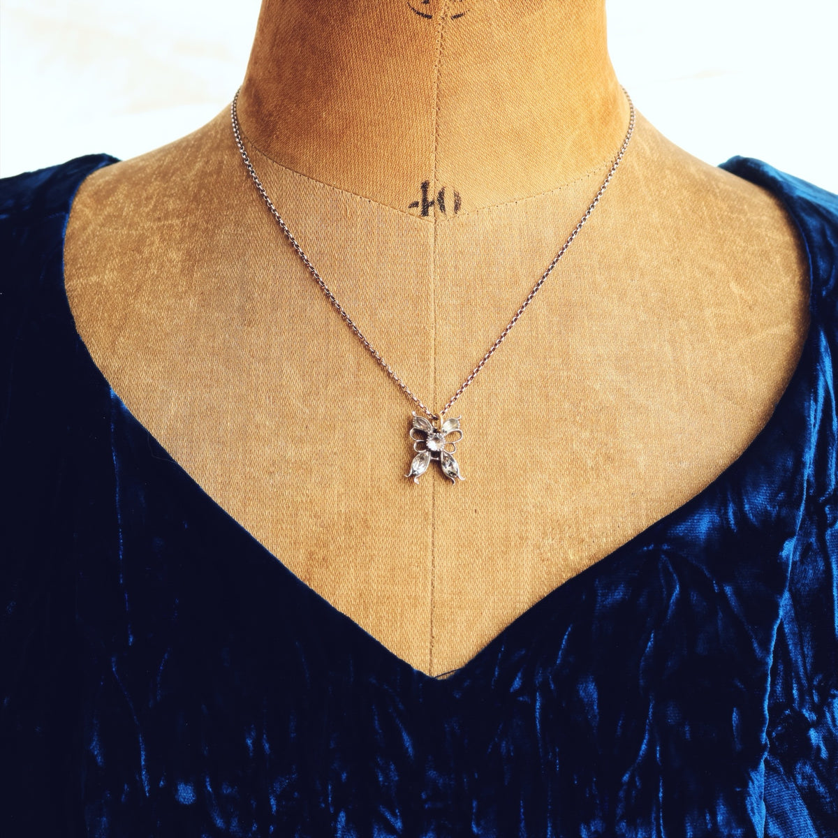 Georgian Portuguese Rock Crystal Butterfly Pendant
