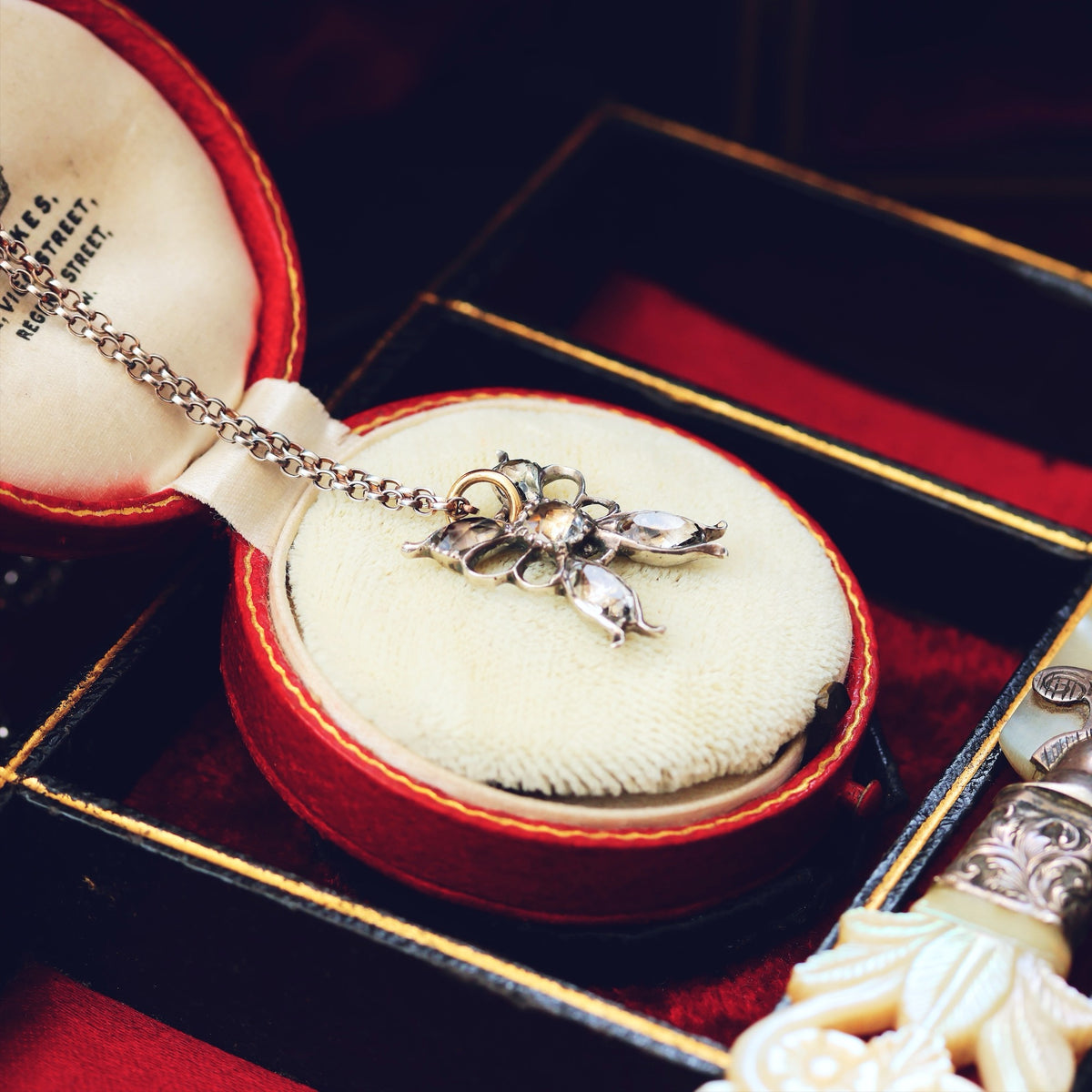 Georgian Portuguese Rock Crystal Butterfly Pendant