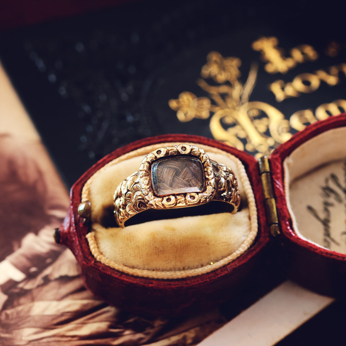 Antique Georgian Rococo Roses Mourning Ring