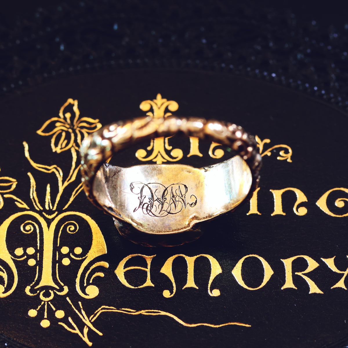 Antique Georgian Rococo Roses Mourning Ring
