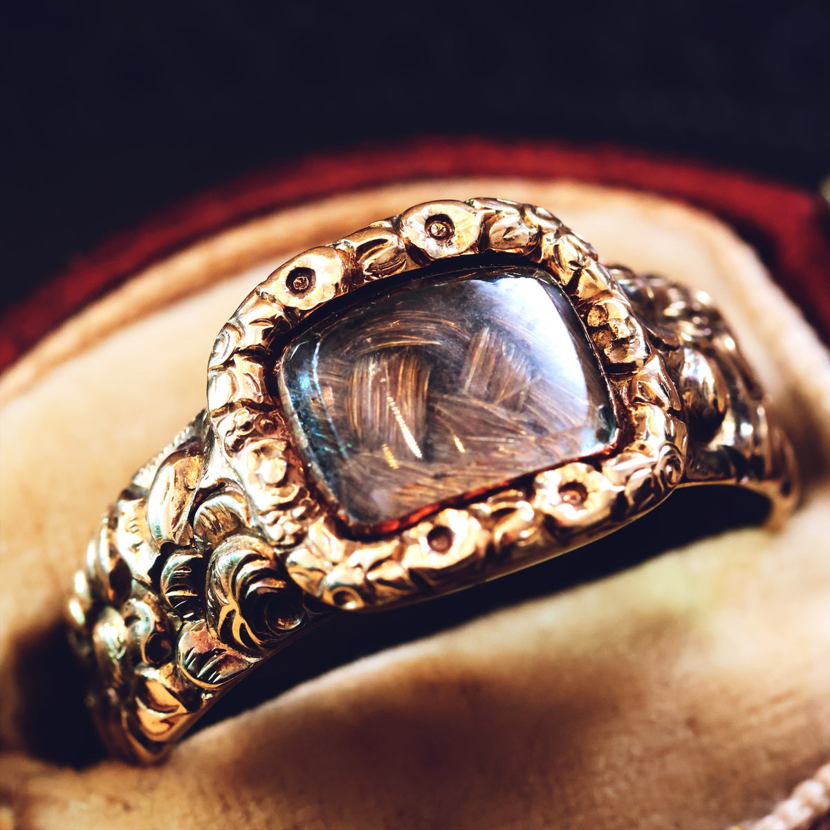 Antique Georgian Rococo Roses Mourning Ring