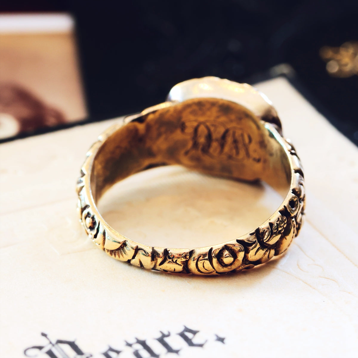 Antique Georgian Rococo Roses Mourning Ring