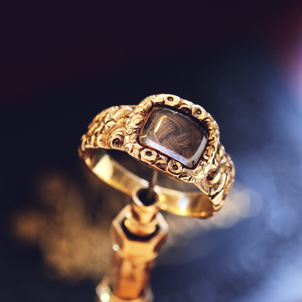Antique Georgian Rococo Roses Mourning Ring