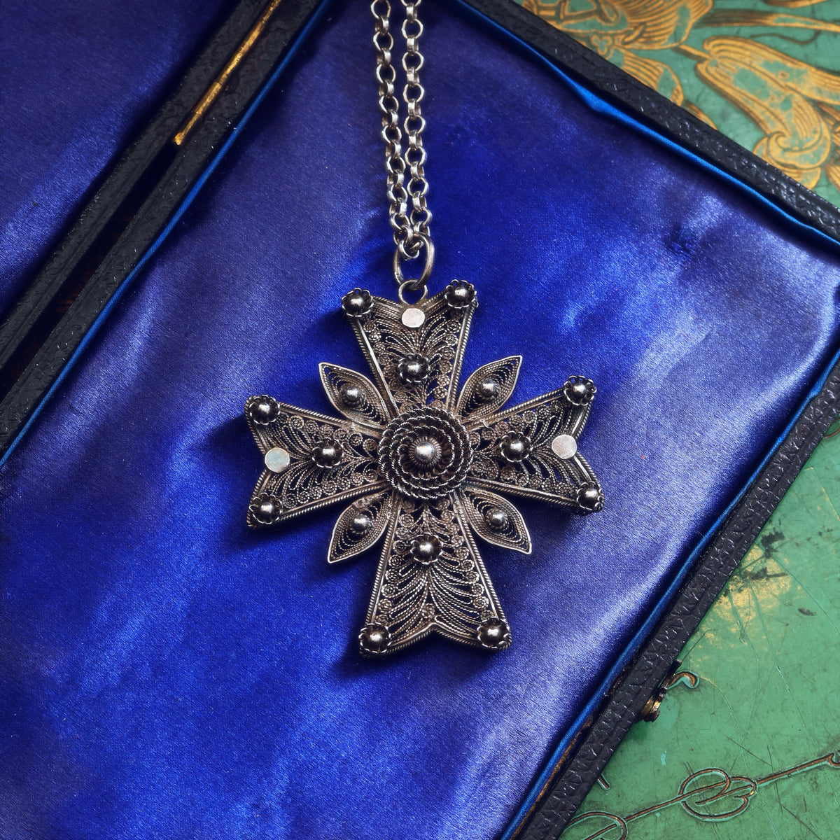 Georgian Silver Filigree Maltese Cross Pendant