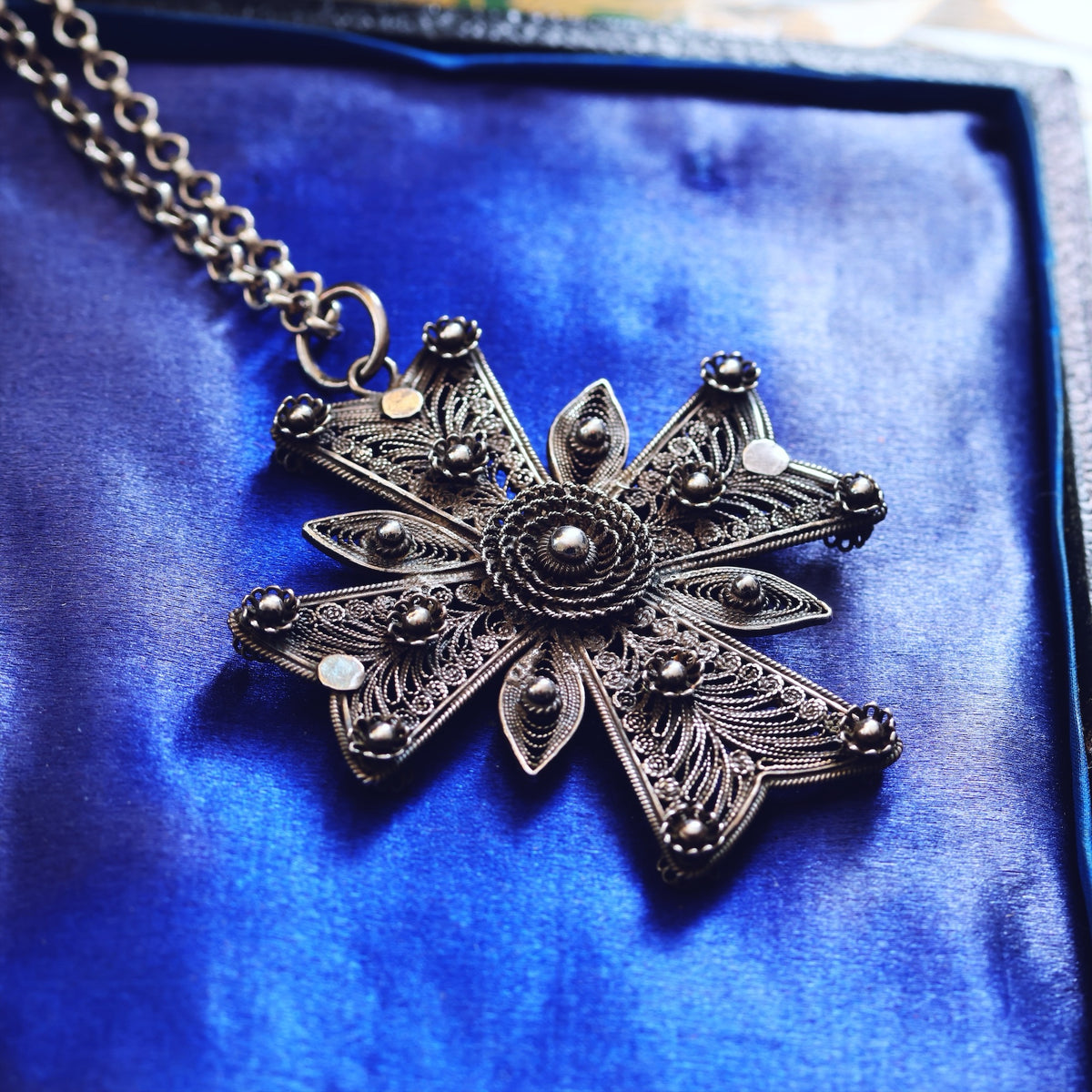 Georgian Silver Filigree Maltese Cross Pendant