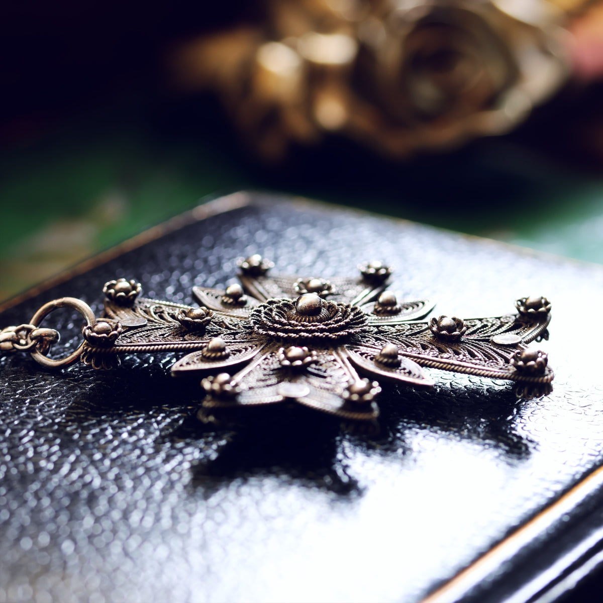 Georgian Silver Filigree Maltese Cross Pendant