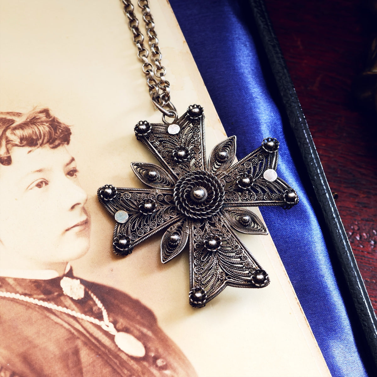 Georgian Silver Filigree Maltese Cross Pendant