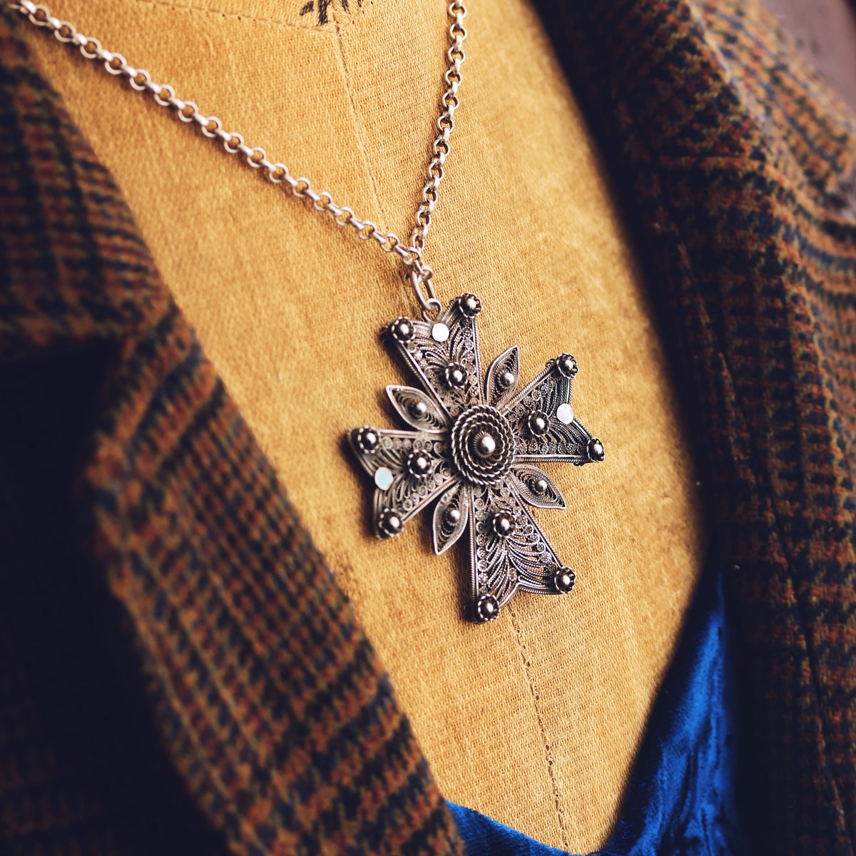Georgian Silver Filigree Maltese Cross Pendant