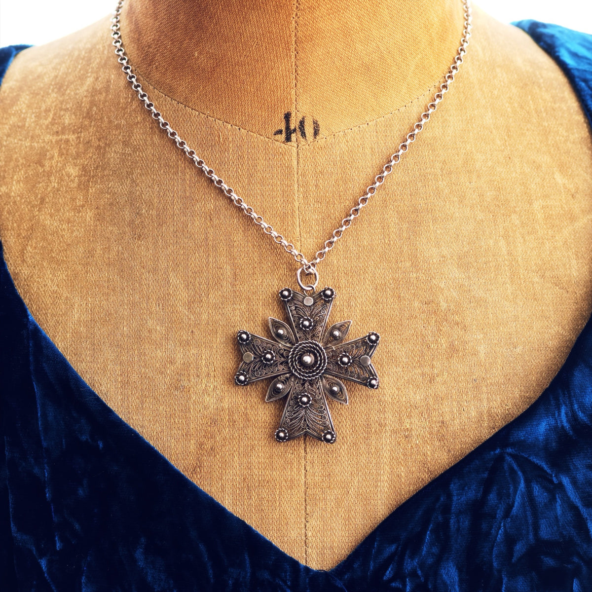 Georgian Silver Filigree Maltese Cross Pendant