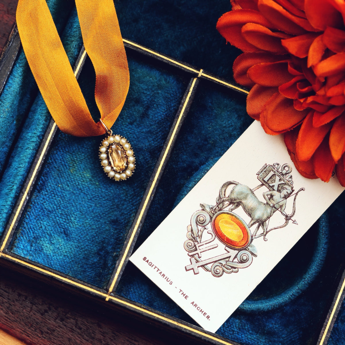 Antique Georgian Topaz & Seed Pearl Pendant