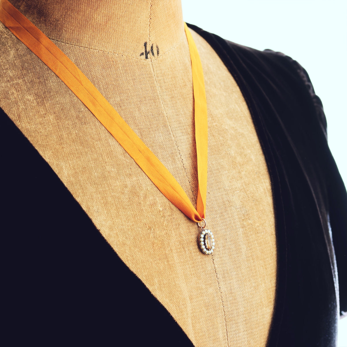 Antique Georgian Topaz & Seed Pearl Pendant