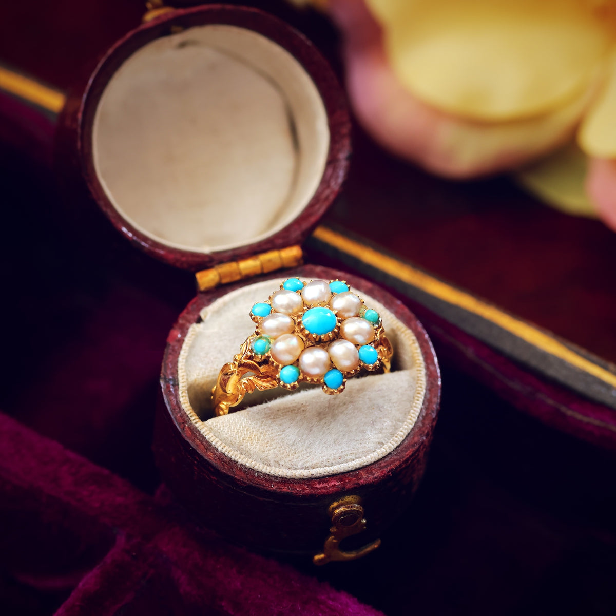 Antique Georgian Turquoise & Pearl Ring