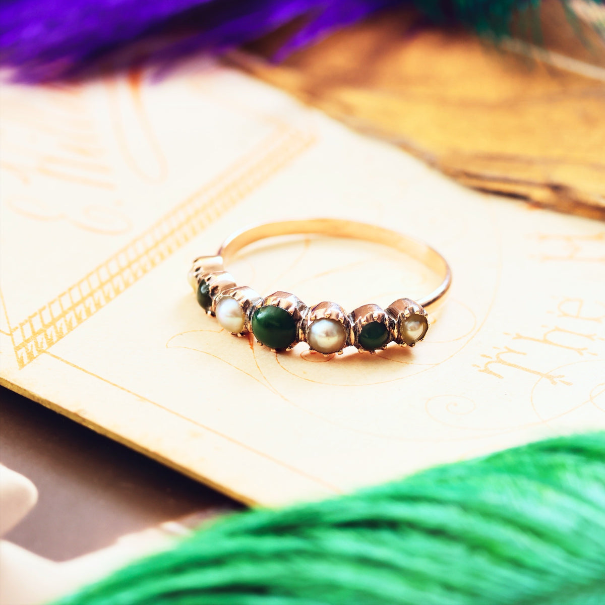 Antique Georgian Turquoise & Wild Pearl Ring