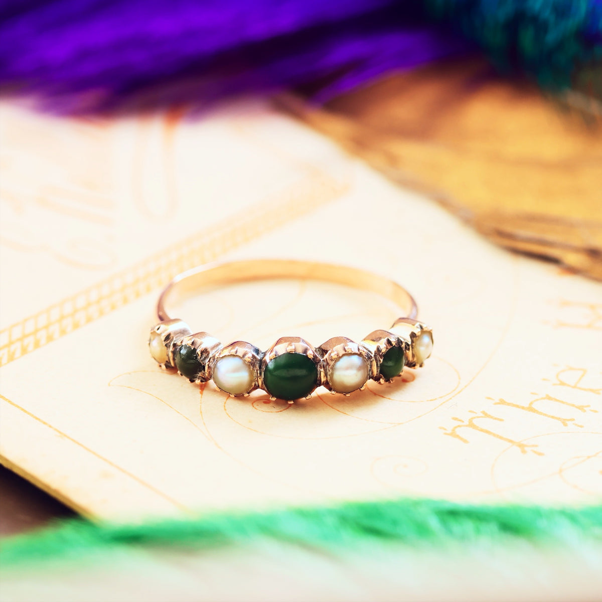 Antique Georgian Turquoise & Wild Pearl Ring