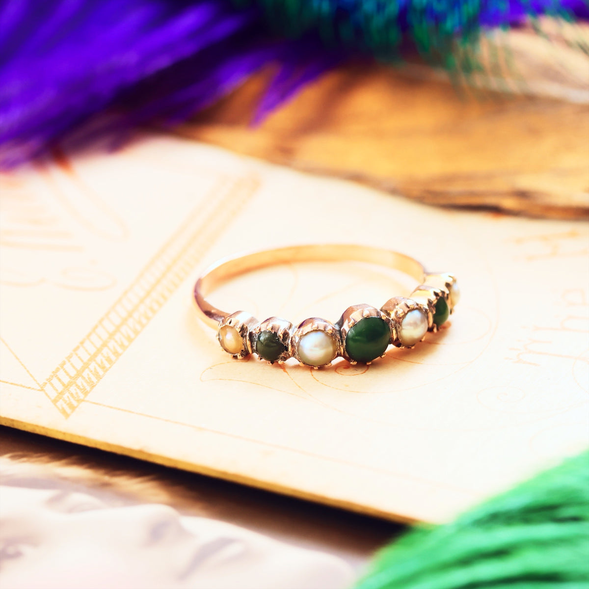 Antique Georgian Turquoise & Wild Pearl Ring