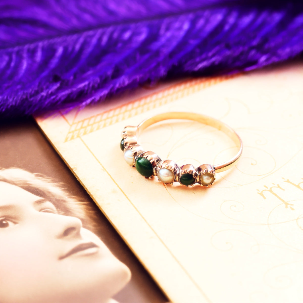 Antique Georgian Turquoise & Wild Pearl Ring