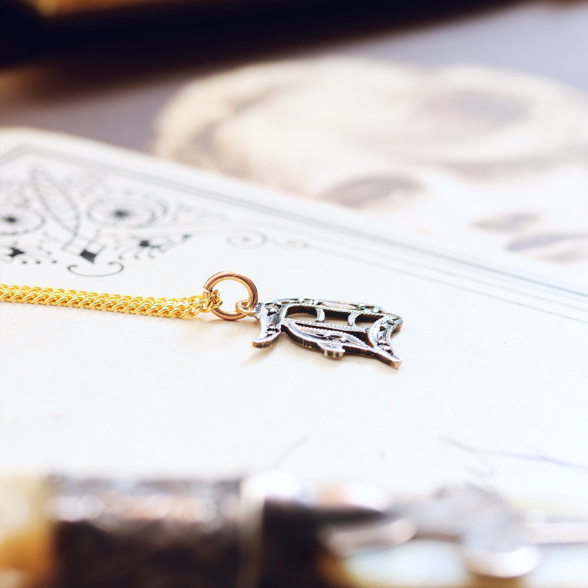 Adorable Antique Gothic Initial 'D' Pendant