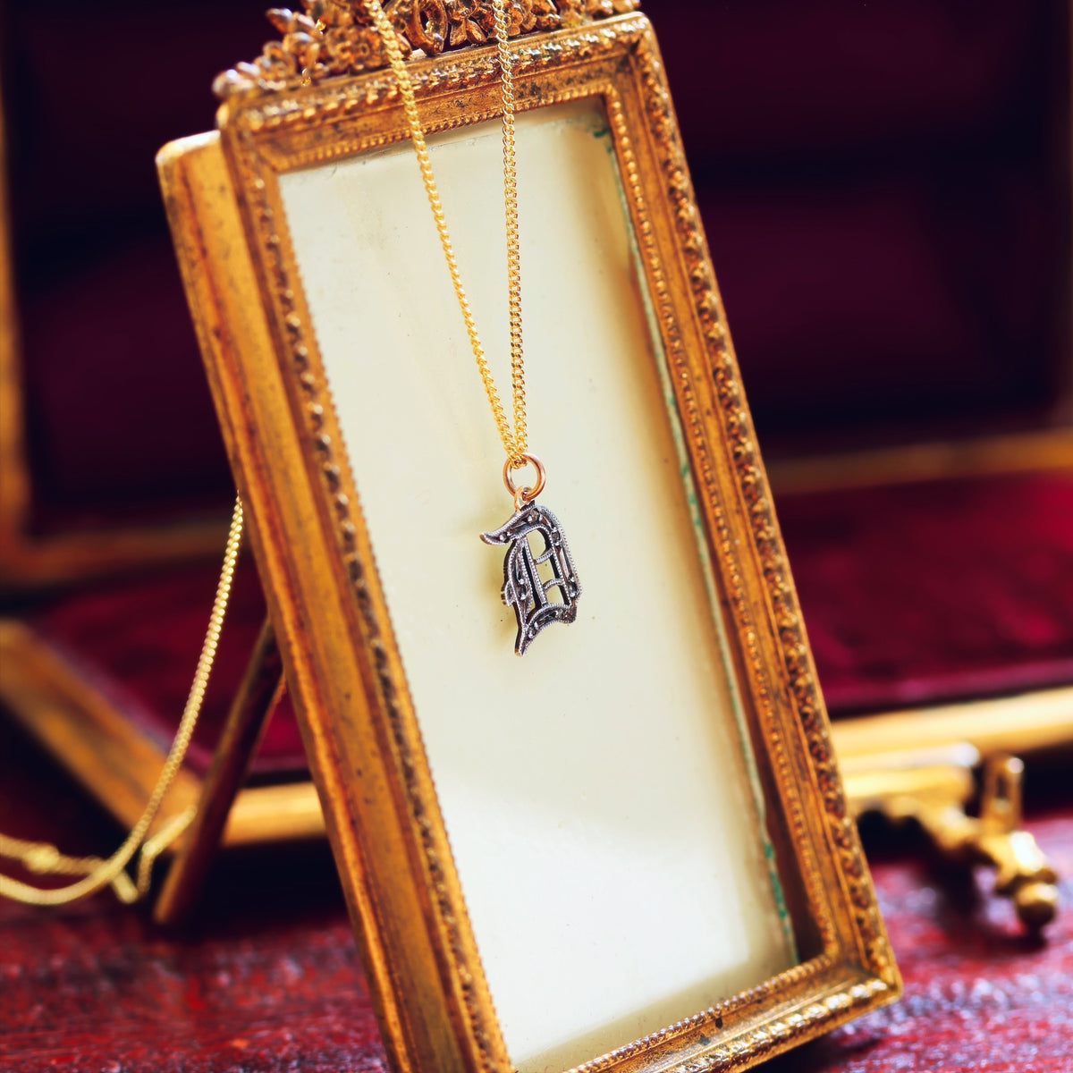 Adorable Antique Gothic Initial 'D' Pendant