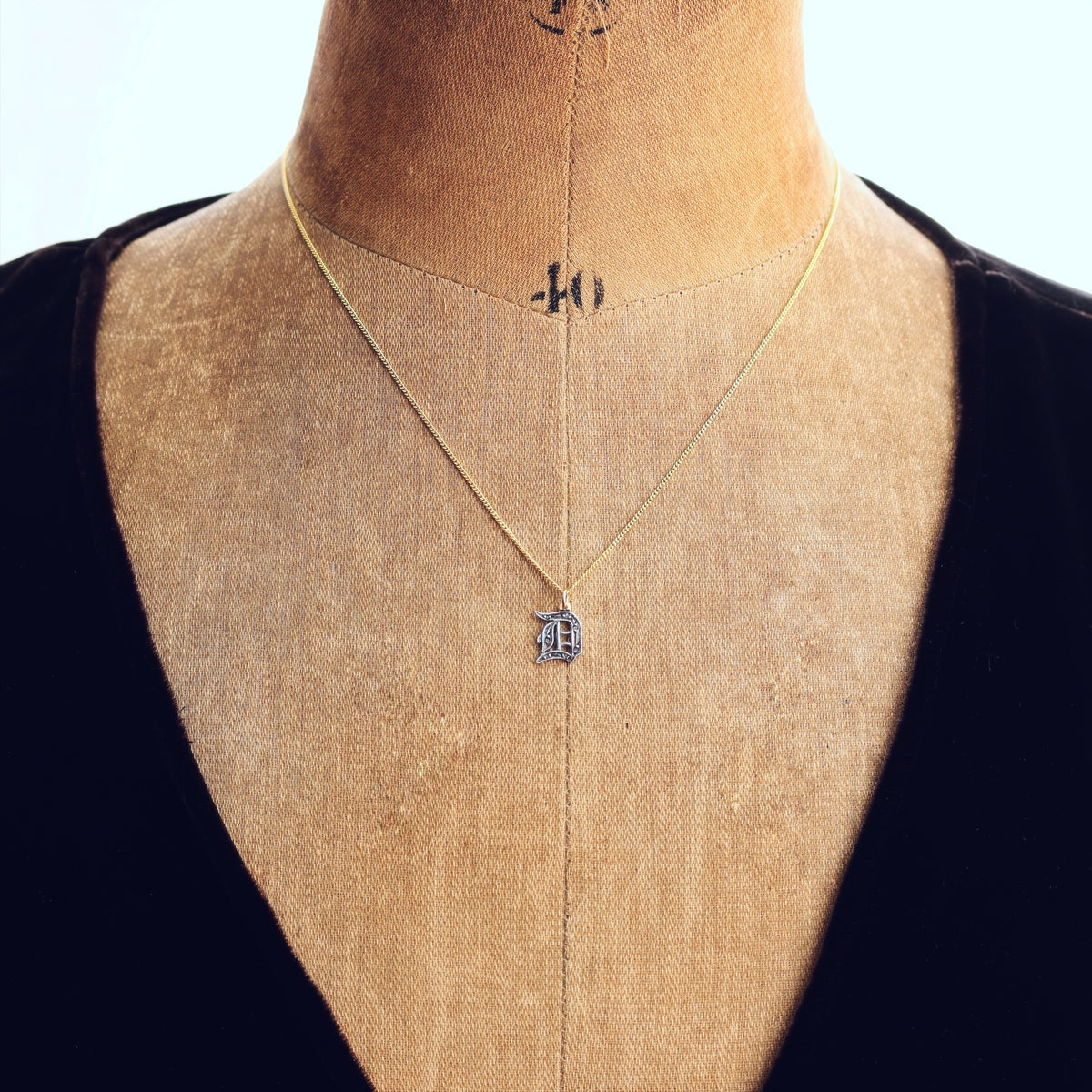 Adorable Antique Gothic Initial 'D' Pendant