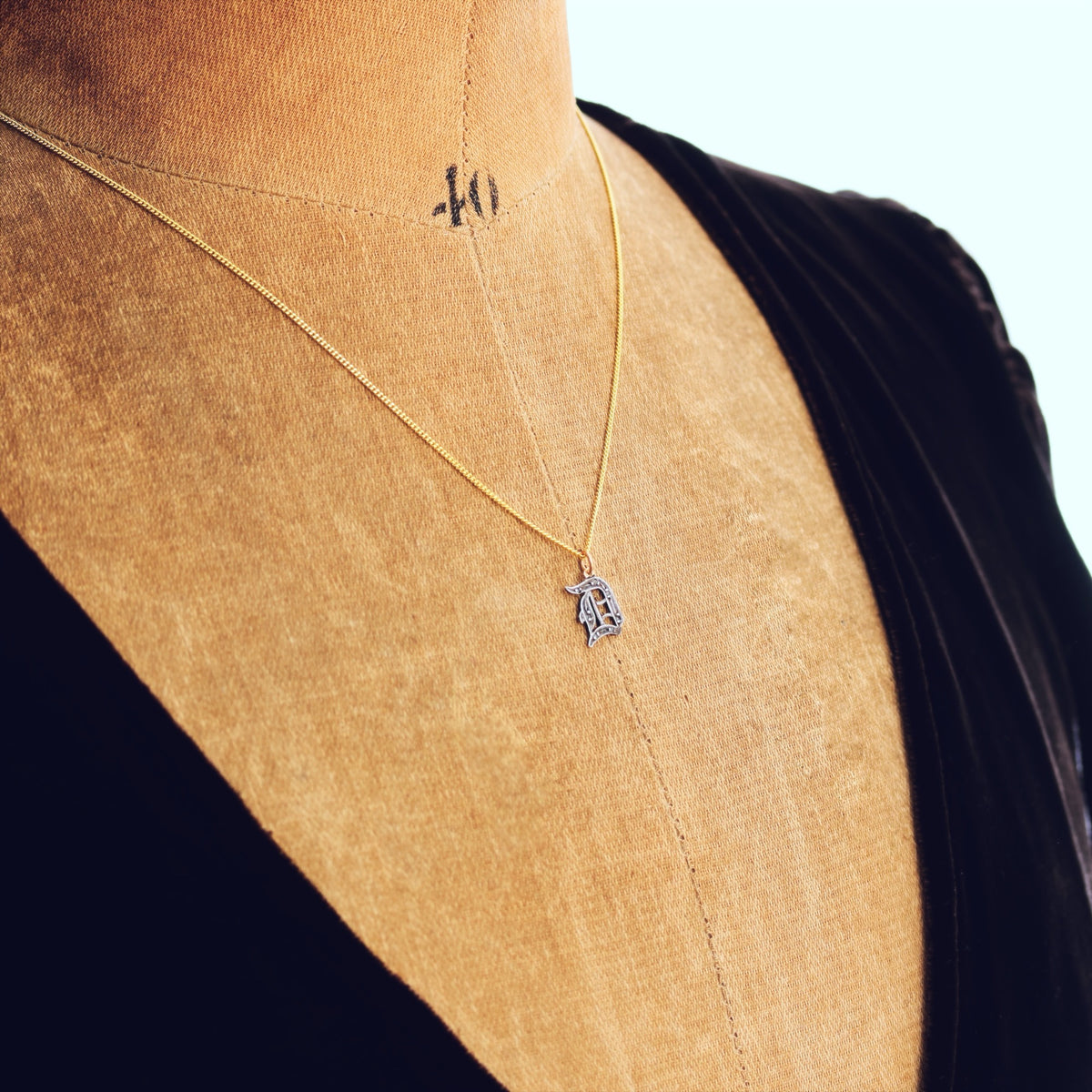 Adorable Antique Gothic Initial 'D' Pendant