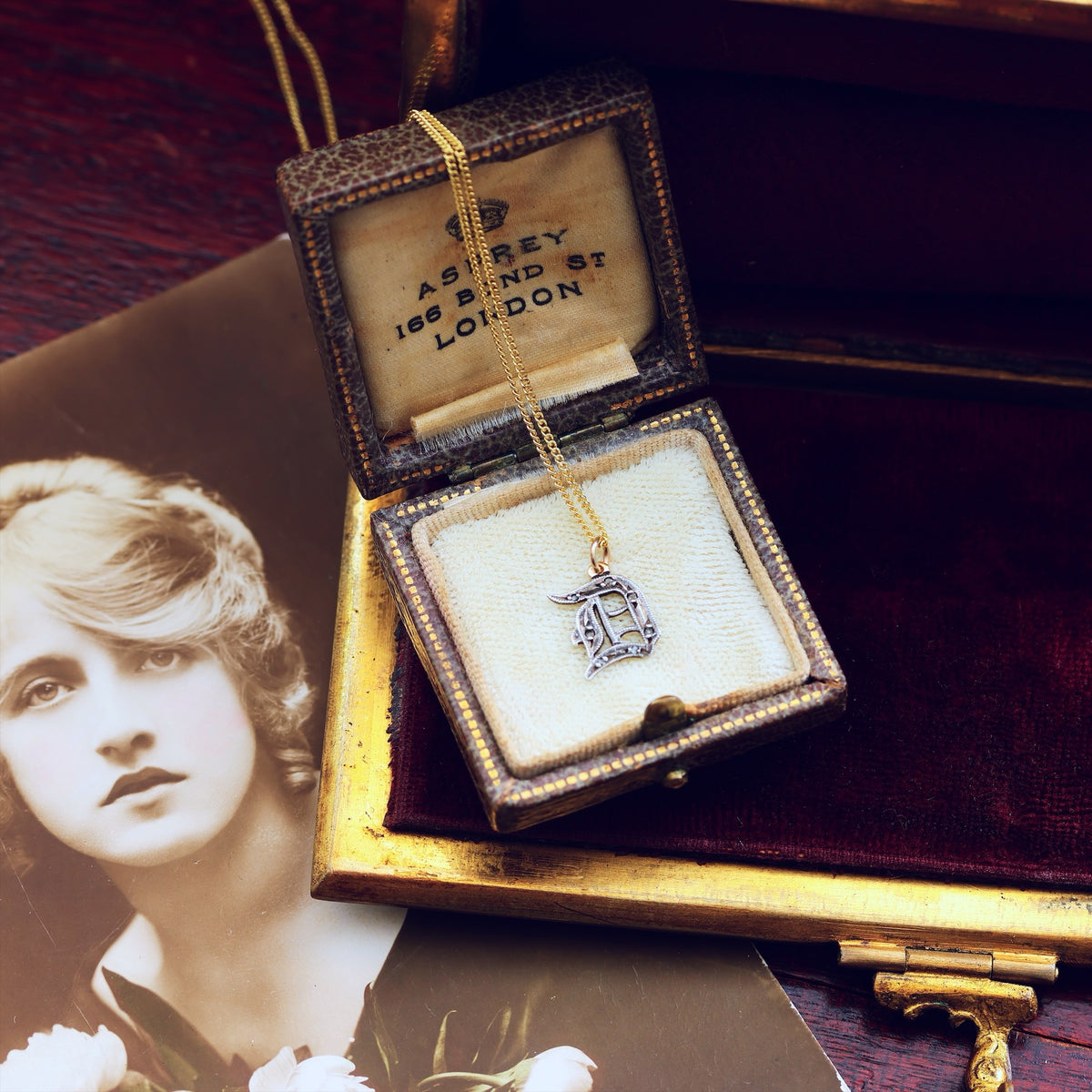 Adorable Antique Gothic Initial 'D' Pendant