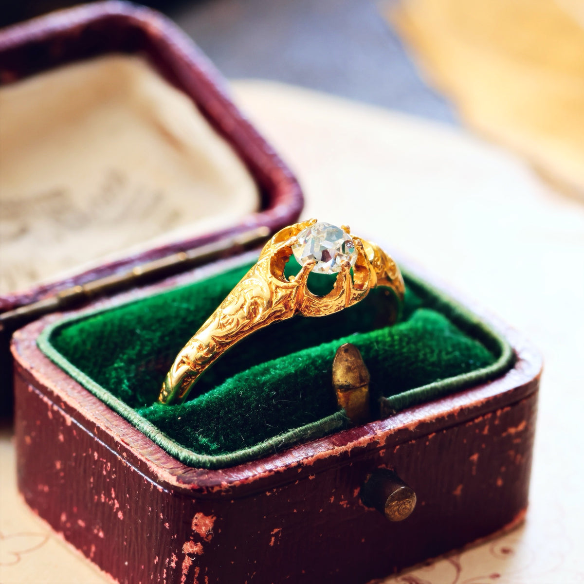 Antique Gothic Revivalist Diamond Engagement Ring