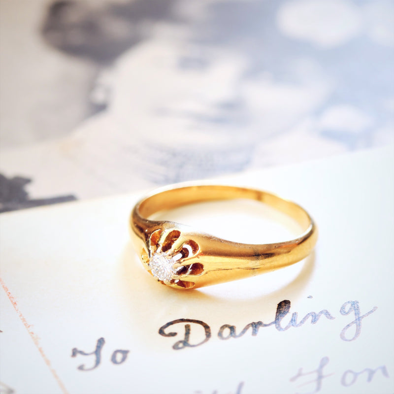 Antique Gothic Revivalist Diamond Engagement Ring