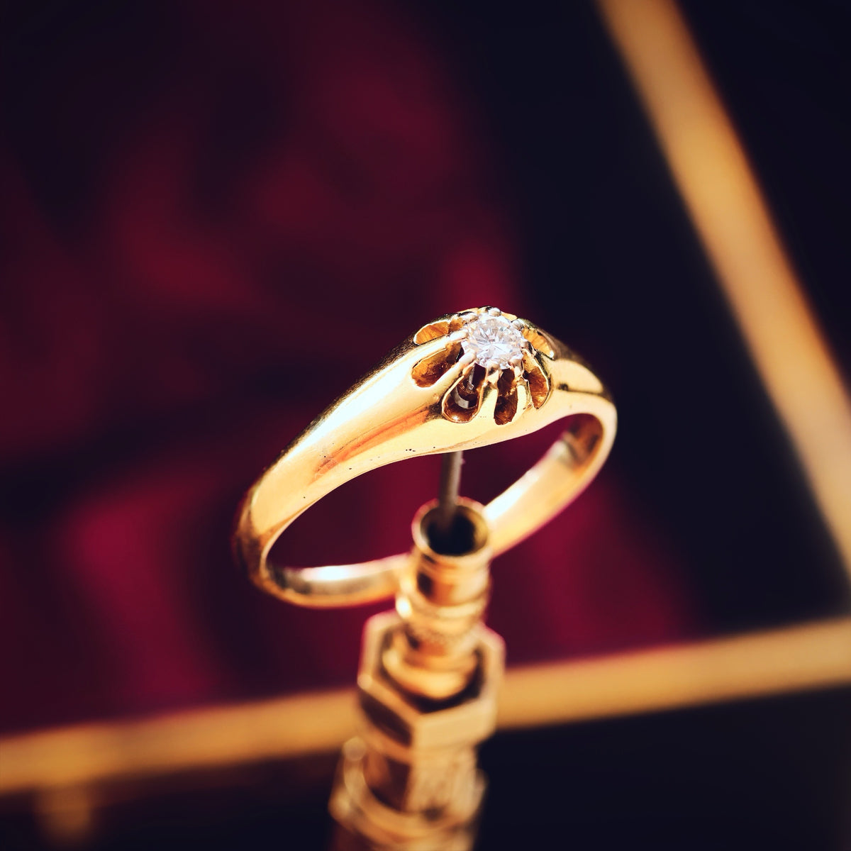 Petite Pretty Gothic Revivalist Diamond Engagement Ring