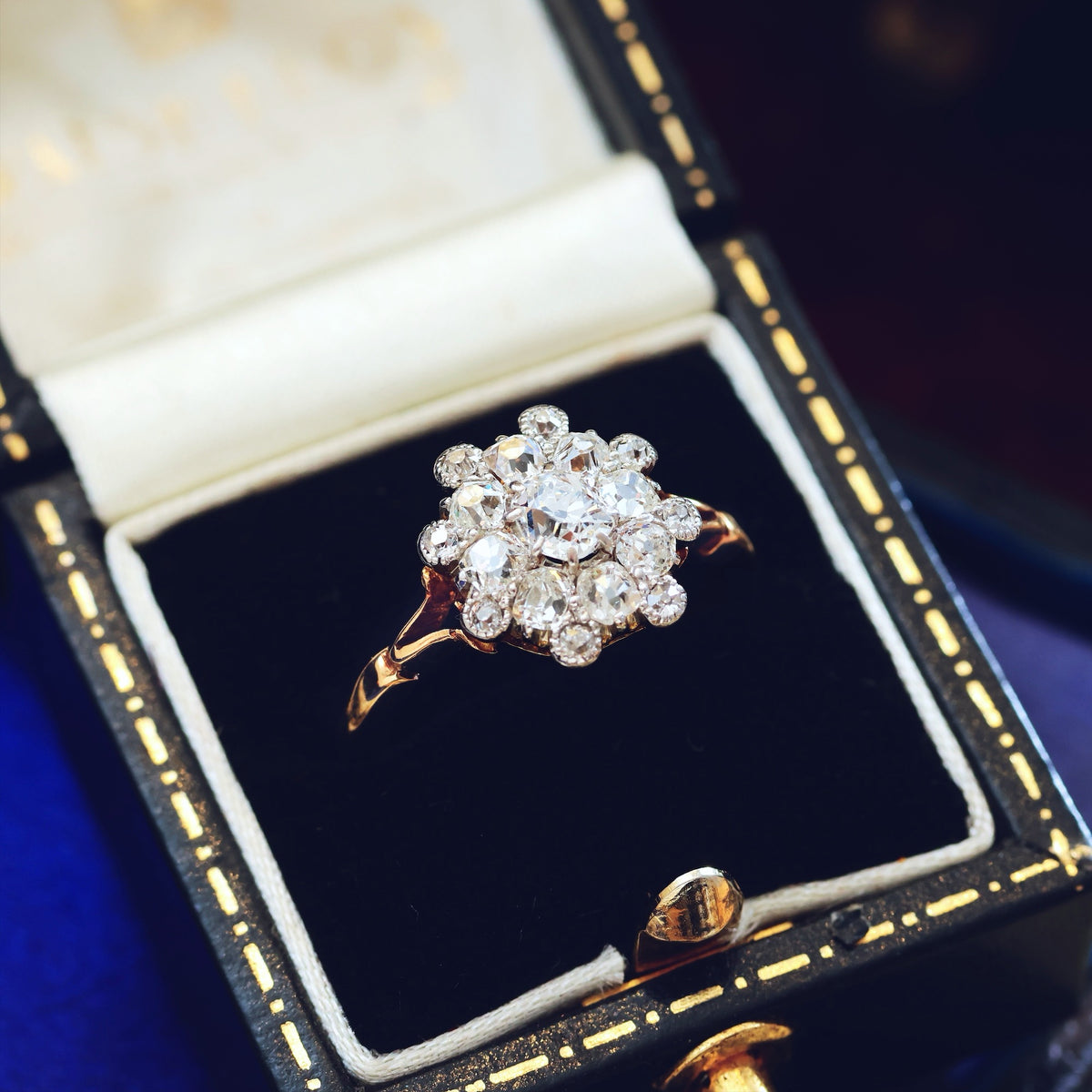 Unique Hand Crafted Antique Diamond Rosette Ring