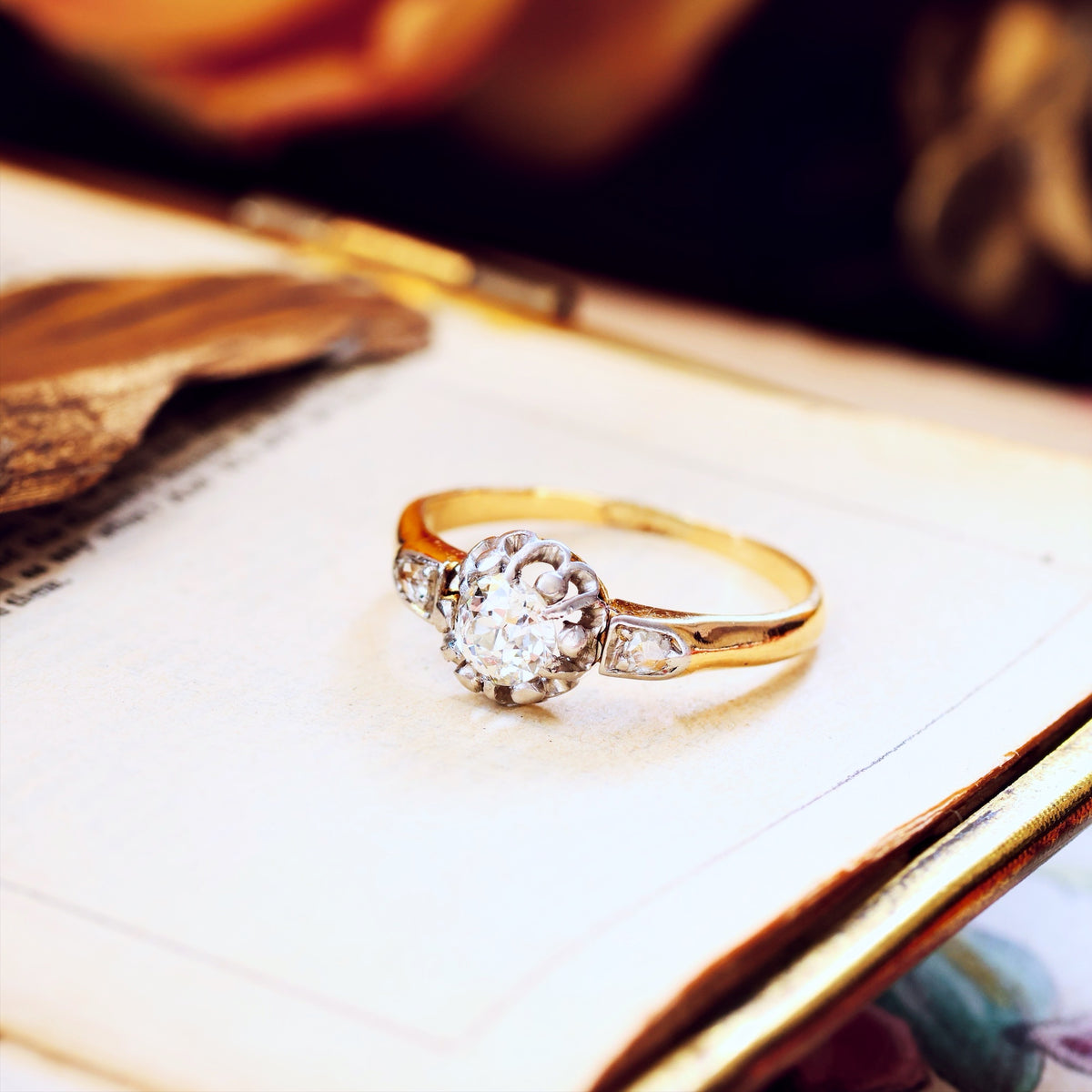Darling Antique Hand Cut Diamond Engagement Ring