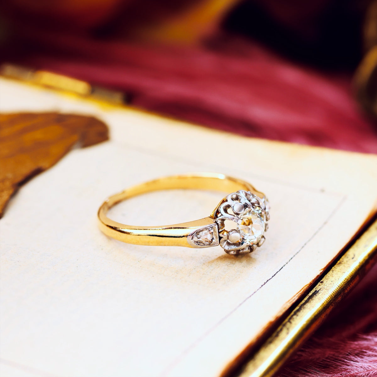 Darling Antique Hand Cut Diamond Engagement Ring
