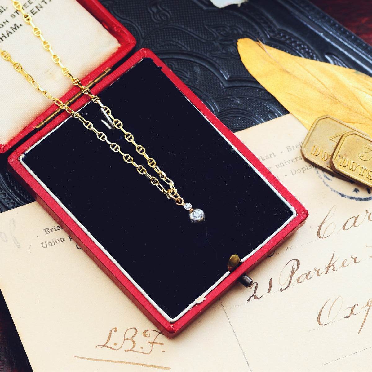 Darling Dainty Antique Hand Cut Diamond Pendant & Chain