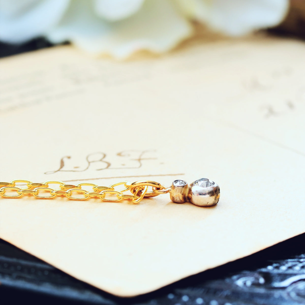 Darling Dainty Antique Hand Cut Diamond Pendant & Chain