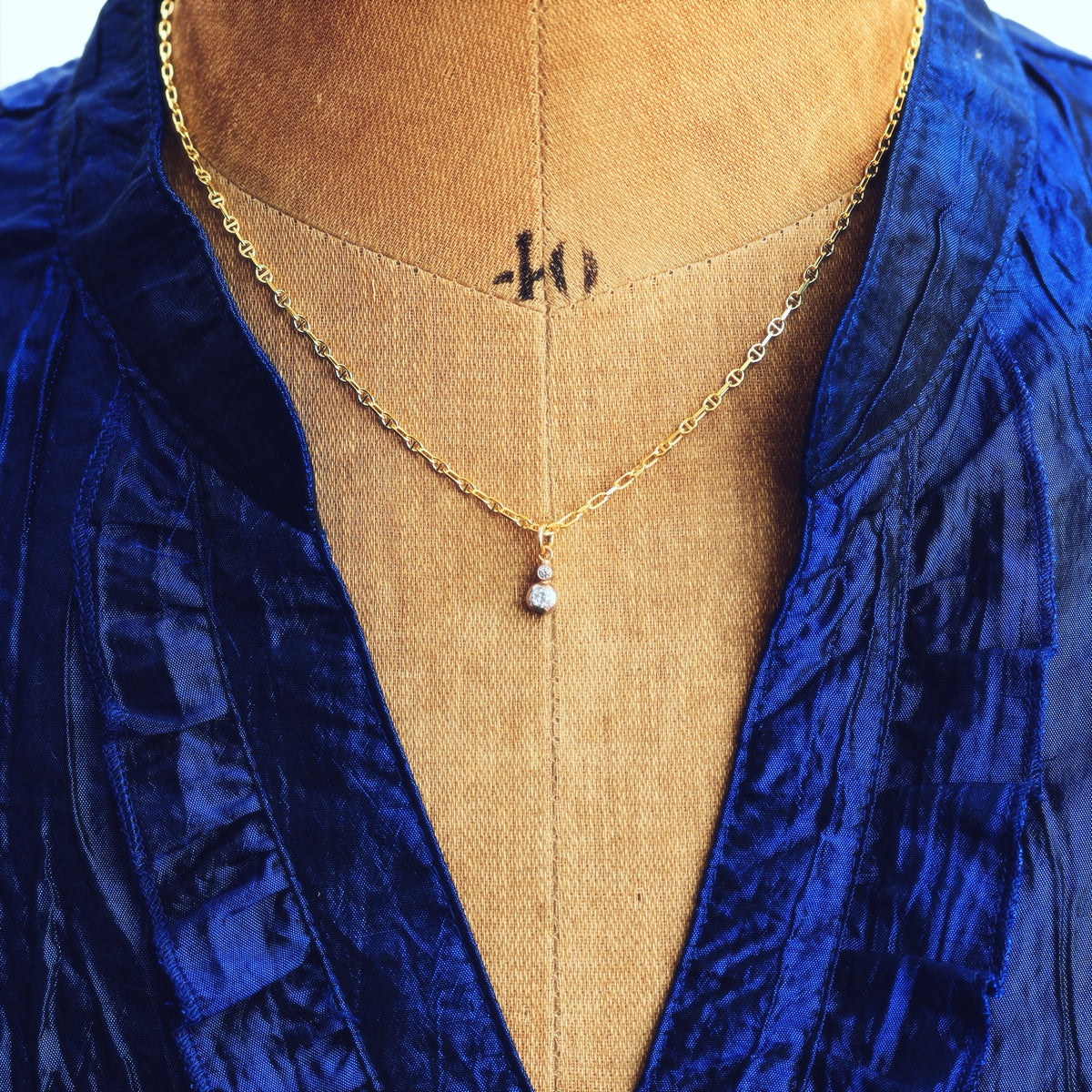 Darling Dainty Antique Hand Cut Diamond Pendant & Chain