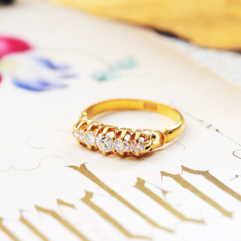 Antique Hand Cut Five Stone Diamond Engagement Ring