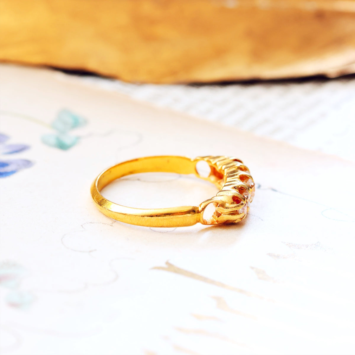 Antique Hand Cut Five Stone Diamond Engagement Ring