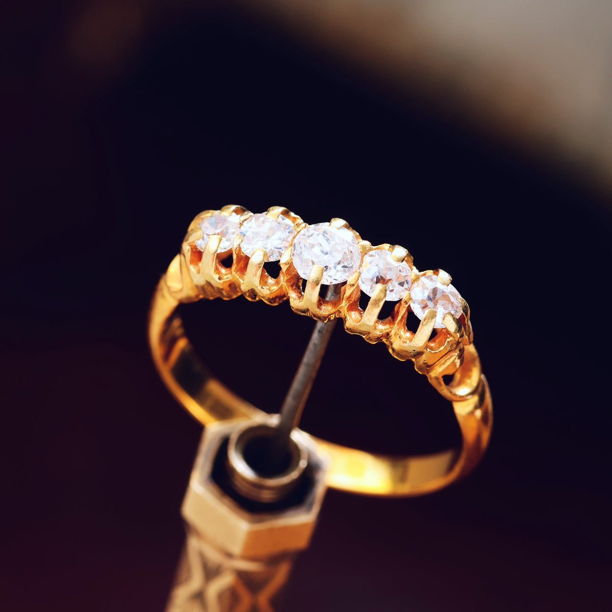 Antique Hand Cut Five Stone Diamond Engagement Ring