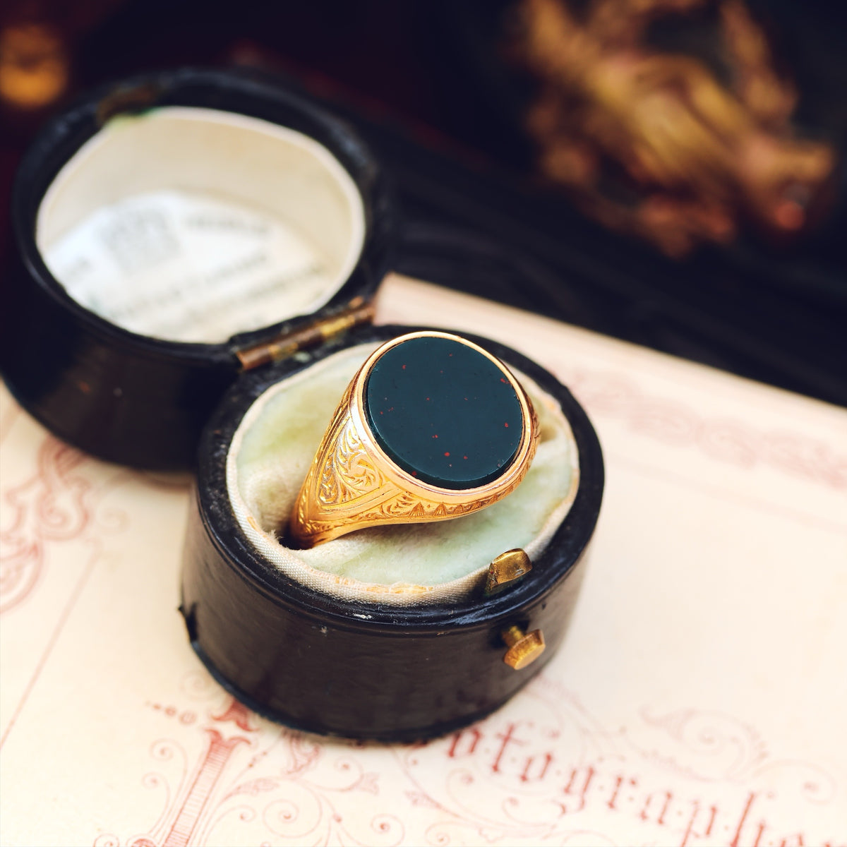 Handsome Hand Engraved Date 1892 15ct Gold Signet Ring