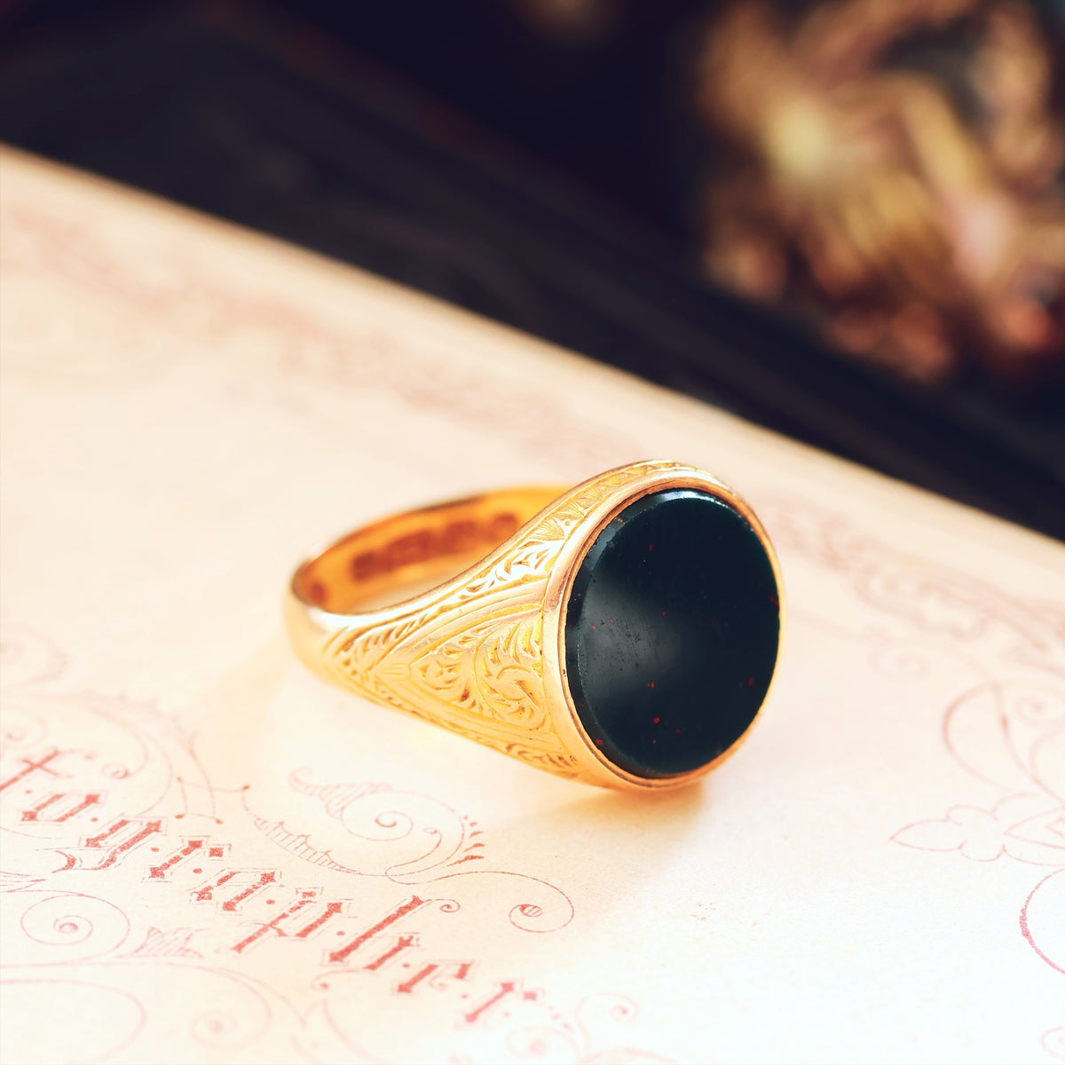 Handsome Hand Engraved Date 1892 15ct Gold Signet Ring