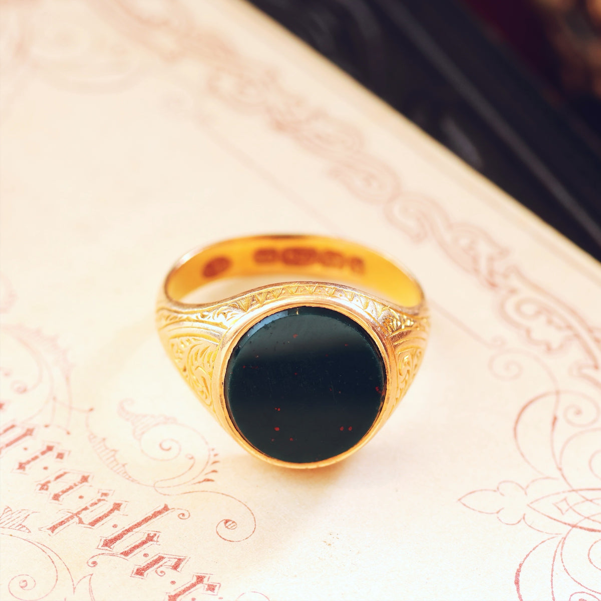 Handsome Hand Engraved Date 1892 15ct Gold Signet Ring