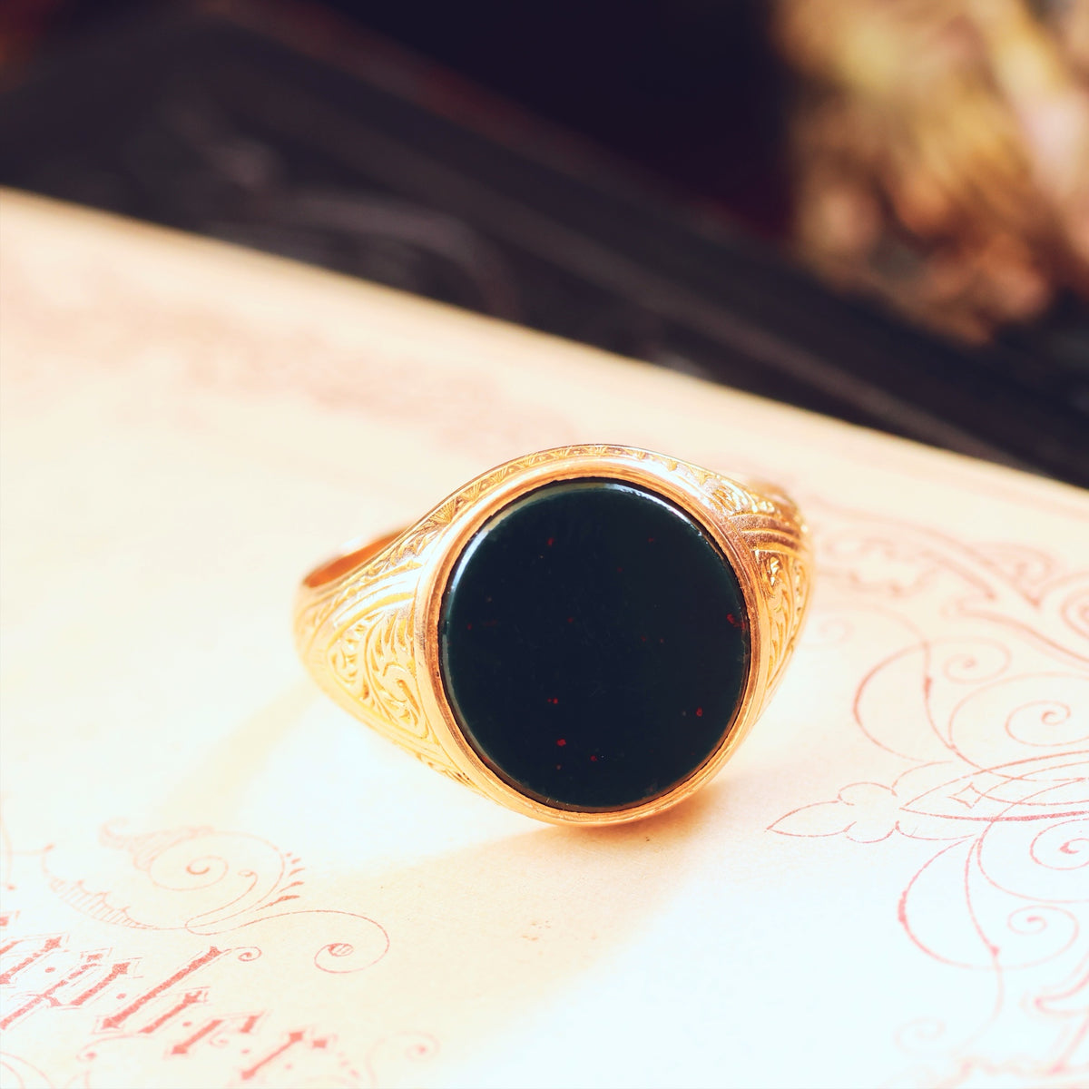 Handsome Hand Engraved Date 1892 15ct Gold Signet Ring