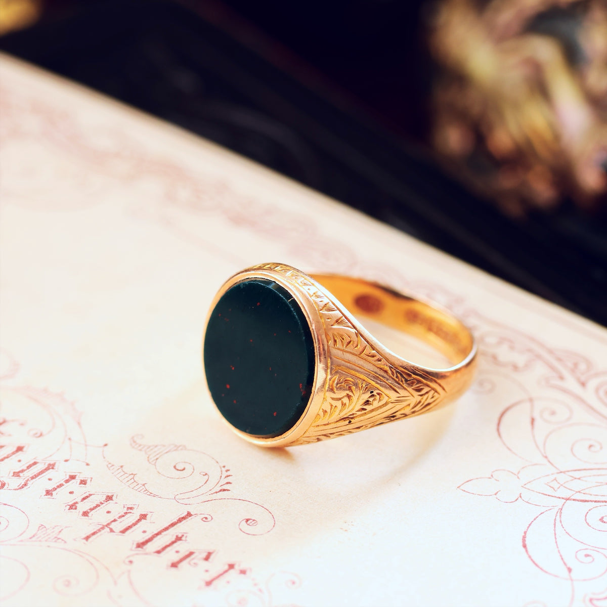 Handsome Hand Engraved Date 1892 15ct Gold Signet Ring