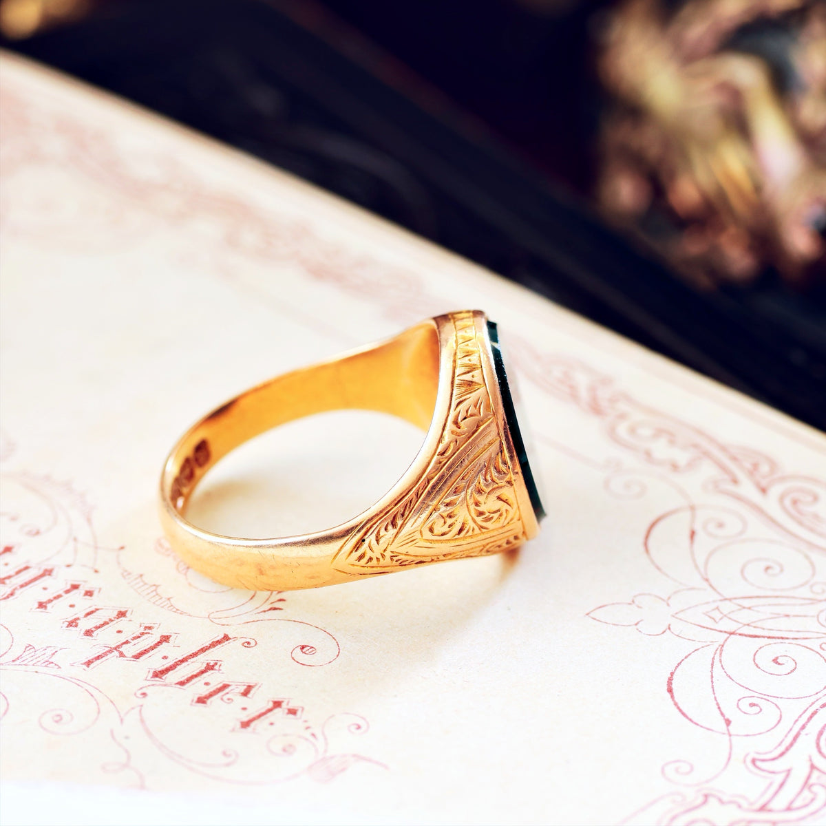 Handsome Hand Engraved Date 1892 15ct Gold Signet Ring