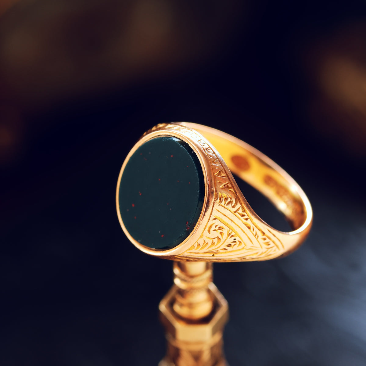 Handsome Hand Engraved Date 1892 15ct Gold Signet Ring