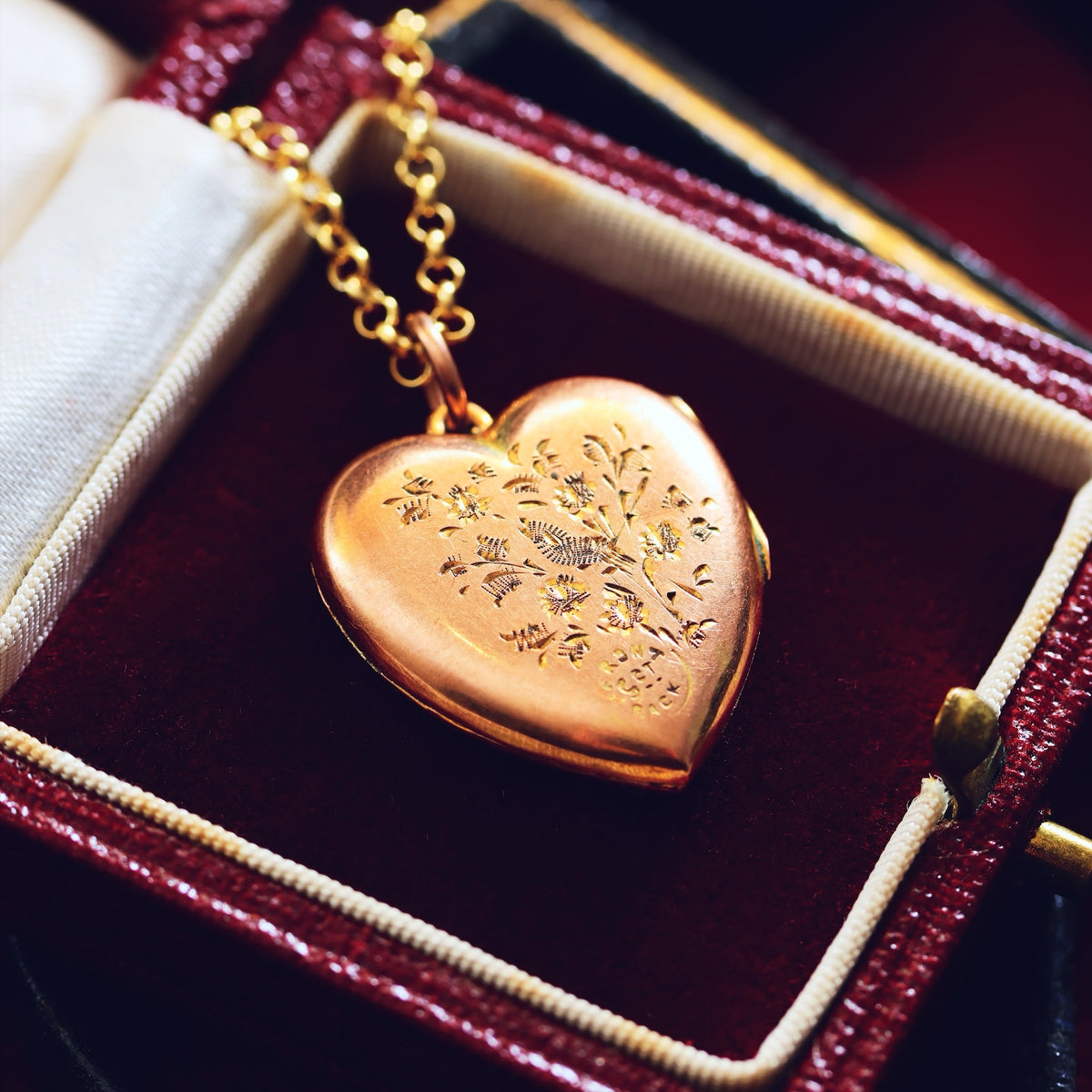 Finest Antique Hand Engraved Heart Shaped Gold Locket