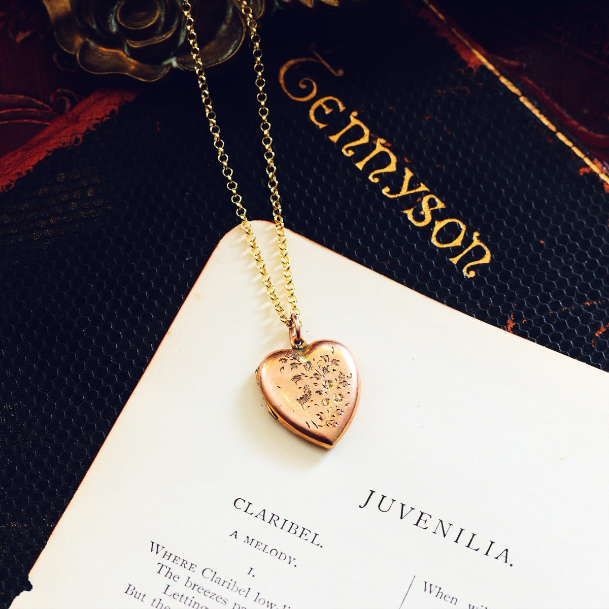 Finest Antique Hand Engraved Heart Shaped Gold Locket