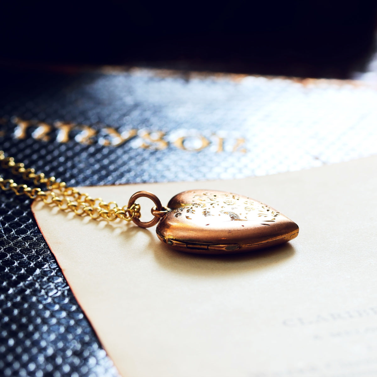 Finest Antique Hand Engraved Heart Shaped Gold Locket