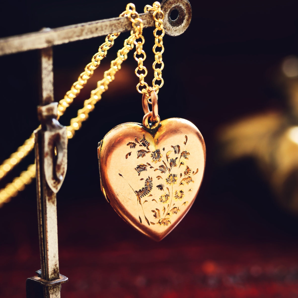 Finest Antique Hand Engraved Heart Shaped Gold Locket