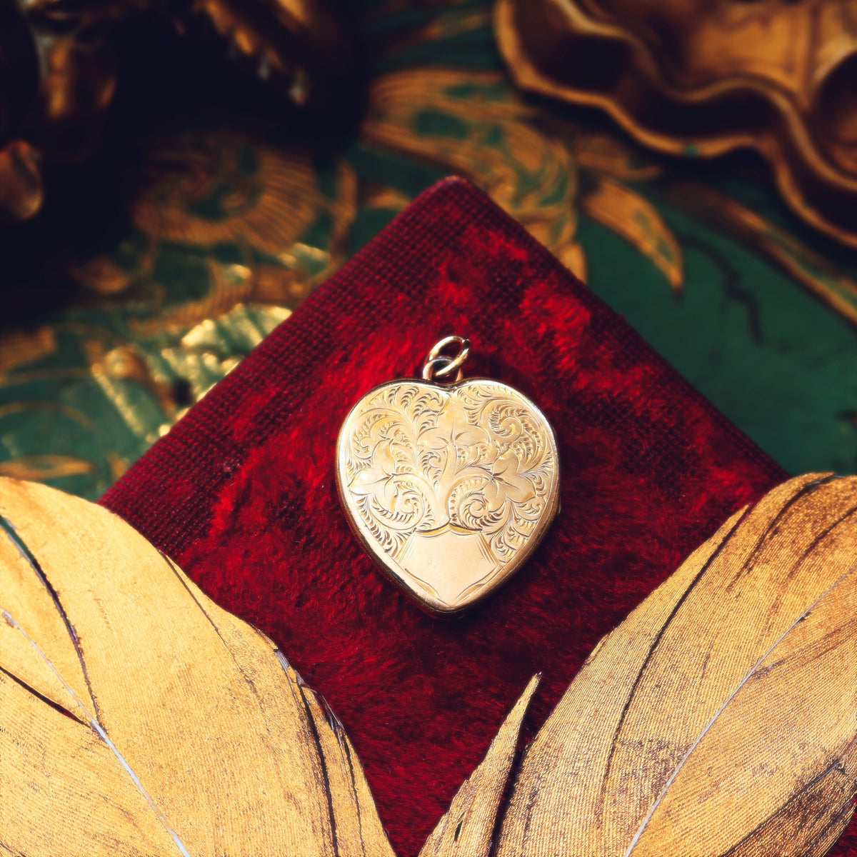Antique Hand Engraved Heart Shaped Locket
